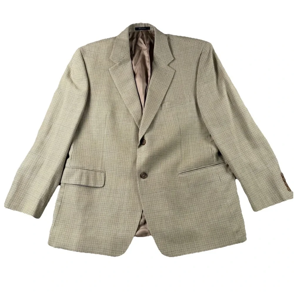 Lauren Ralph Lauren Mens Blazer 42S Houndstooth Silk Wool Blend Sport Jacket EUC